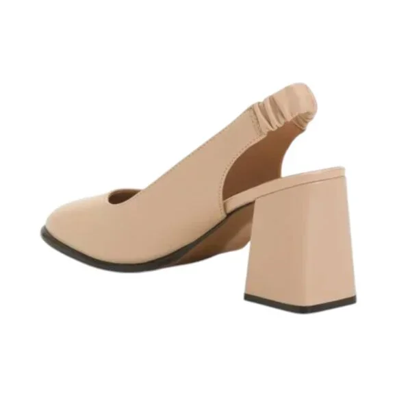 LINEA PAOLO Nude Nappa Leather Giana Slingback Heels
